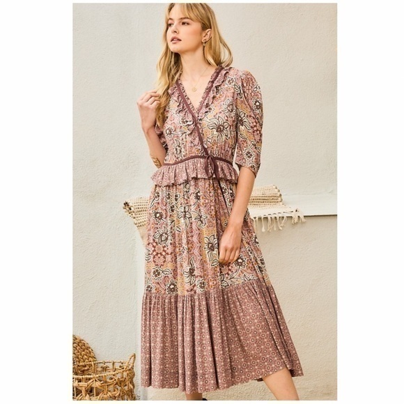SERA-Bohemian Homestead Flora Print Dress - Picture 3 of 7